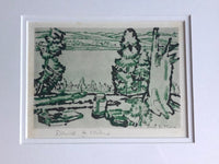 Close up of David Milne Painting Place aka Hilltop Drypoint