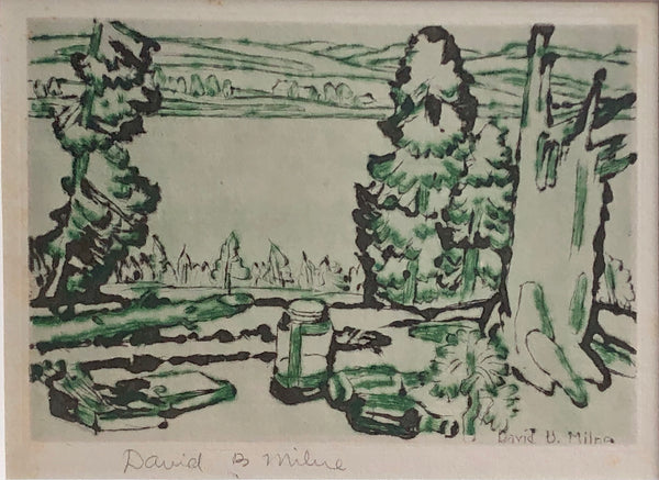 David Brown Milne [Canadian, 1882-1853] Painting Place (Hilltop) Drypoint