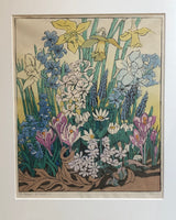 Mary Evelyn Wrinch The Pageant of April Colour Linocut