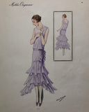 Vintage 1920s Atelier Bachroitz Art Deco Purple Flapper Dress French Fashion Pochoir