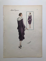 Vintage 1920s Atelier Bachroitz Art Deco Flapper Fur Coat French Fashion Pochoir