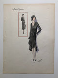 Vintage 1920s Atelier Bachroitz Art Deco Silk Flapper Evening Dress French Fashion Pochoir