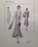 Vintage 1920s Atelier Bachroitz Formal Dress with Jacket French Fashion Pochoir