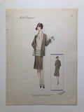 Vintage 1920s Atelier Bachroitz  3 piece skirt Suit French Fashion Pochoir