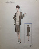 Vintage 1920s Atelier Bachroitz  3 piece skirt Suit French Fashion Pochoir