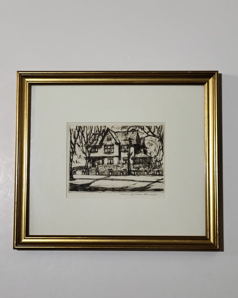 Manly Edward MacDonald [Canadian, 1889-1971] Phi Gamma Delta University of Toronto Etching framed