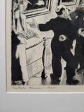 Peggy Bacon [American, 1895-1987] Aesthetic Pleasure 1936 Drypoint framed 