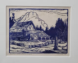 Margaret Dorothy Shelton [Canadian, 1915-1984] Barn Near Kamloops Linocut Framed