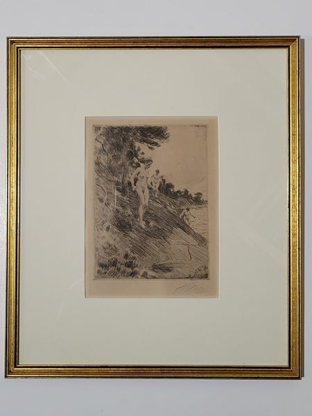 Anders Leonard Zorn [Swedish, 1860-1920] Frightened Framed Etching