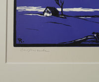 Rodolphe Duguay [Canadian, 1891-1973] Au crépuscle Framed Woodcut