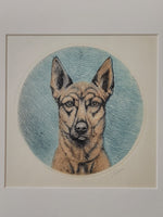 Jacques Rebour [French] German Shepard Etching Framed