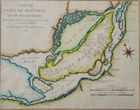 Jacques Nicolas Bellin Framed 1744 Antique Map of Montreal, Quebec