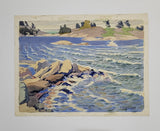 Thomas Wesley McLean [Canadian, 1881-1951] Georgian Bay Rock Splash Watercolour