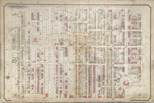 Goad Map of Toronto 1890 Plate 25  Bloor St. West to College St
